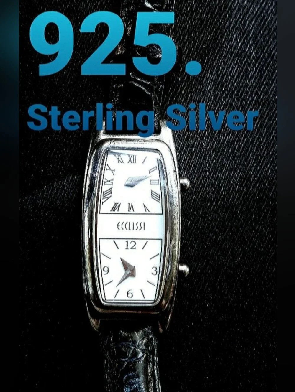 Sterling Silver Dual-Time Watch in Silver